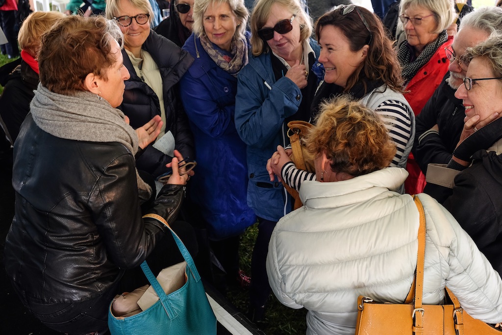 Charlotte Wood and her fan club -pic Mike Smee