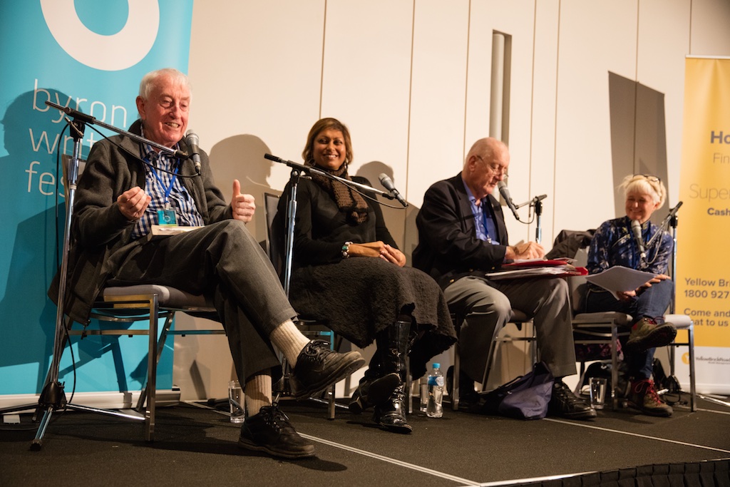 Peter Doherty encourages us all to take action on Food Security with Indira Naidoo, Time Fischer and Ashley Hay -pic Evan Malcolm