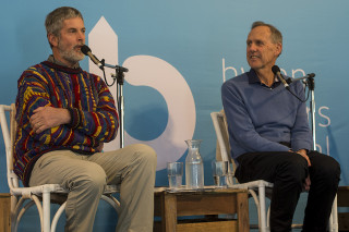 Paul Thomas and Bob Brown talk about their Green Nomads book. Photo: SCU / Natalie Foord