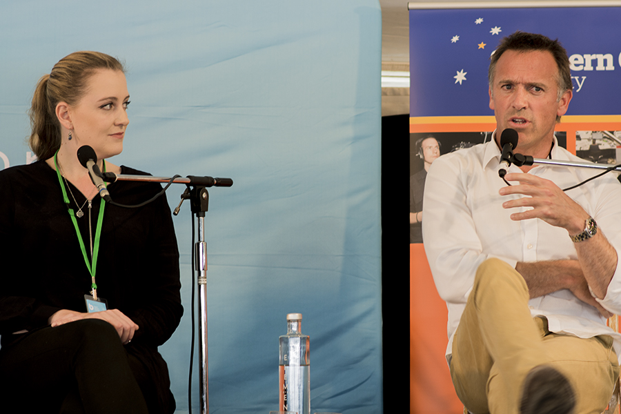 Madeline Gleeson and Jock Serong discuss offshore detention. Pic: Natalie Foord